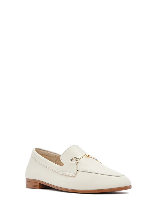 Kadın Krem Deri Maskülen Loafer 25SFD350618 - Görsel 7