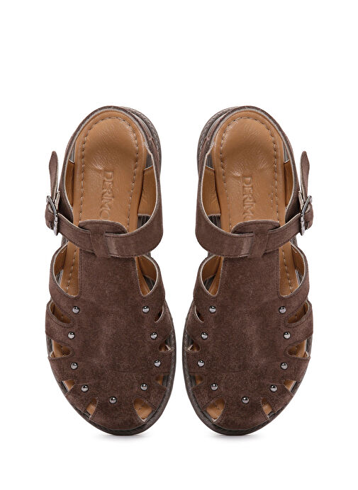 Derimod Derimod Kadın Vizon Bilekten Bantlı Süet Deri Sandalet 25SFD350210 Sandalet & Terlik | Boyner Vizon - 8. görsel