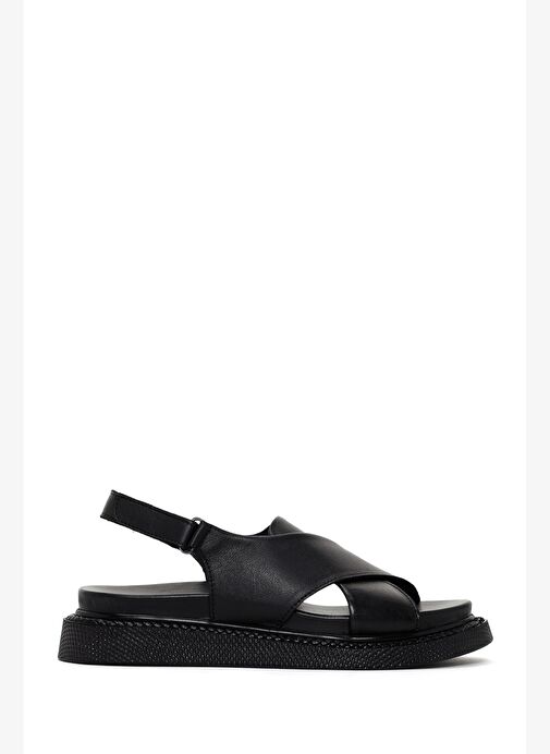 Derimod Derimod Kadın Siyah Bantlı Deri Comfort Sandalet 25SFD300118 Sandalet & Terlik | Boyner Siyah - 2. görsel