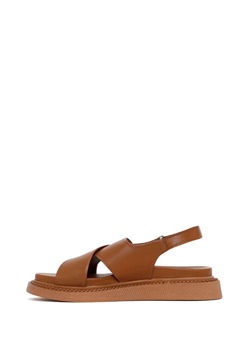 Kadın Taba Bantlı Deri Comfort Sandalet 25SFD300118 - Görsel 3