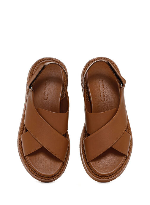 Kadın Taba Bantlı Deri Comfort Sandalet 25SFD300118 - Görsel 8