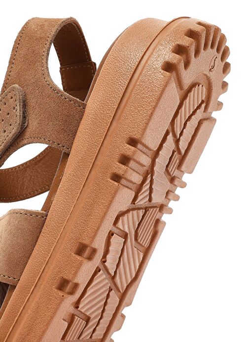 Kadın Pudra Bantlı Kalın Tabanlı Süet Deri Comfort Sandalet 25SFD300210 - Görsel 9