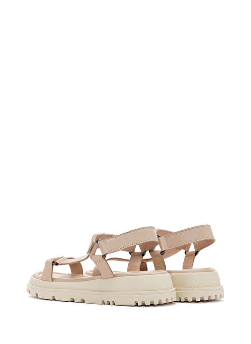 Kadın Bej Bilekten Bantlı Deri Comfort Sandalet 25SFD300318 - Görsel 6