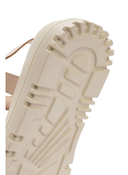 Kadın Bej Bilekten Bantlı Deri Comfort Sandalet 25SFD300318 - Görsel 9