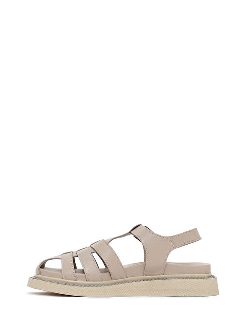 Kadın Vizon Bantlı Deri Comfort Sandalet 25SFD300418 - Görsel 3