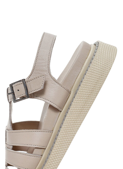 Kadın Vizon Bantlı Deri Comfort Sandalet 25SFD300418 - Görsel 9