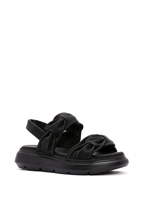 Kadın Siyah Kalın Tabanlı Sandalet 25SFE485018 - Görsel 7