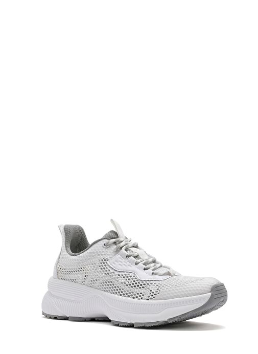 Kadın Beyaz Bağcıklı Kalın Tabanlı Kumaş Sneaker 25SFE48576F - Görsel 7