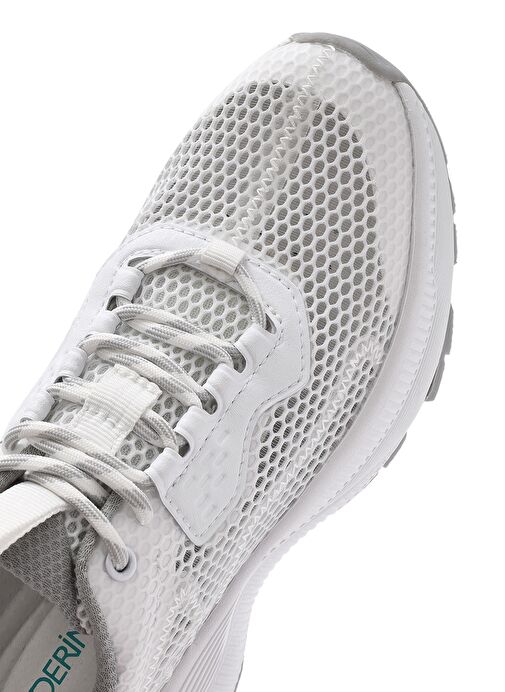 Kadın Beyaz Bağcıklı Kalın Tabanlı Kumaş Sneaker 25SFE48576F - Görsel 9