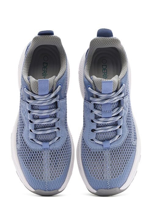 Kadın Mavi Bağcıklı Kalın Tabanlı Kumaş Sneaker 25SFE48576F - Görsel 8