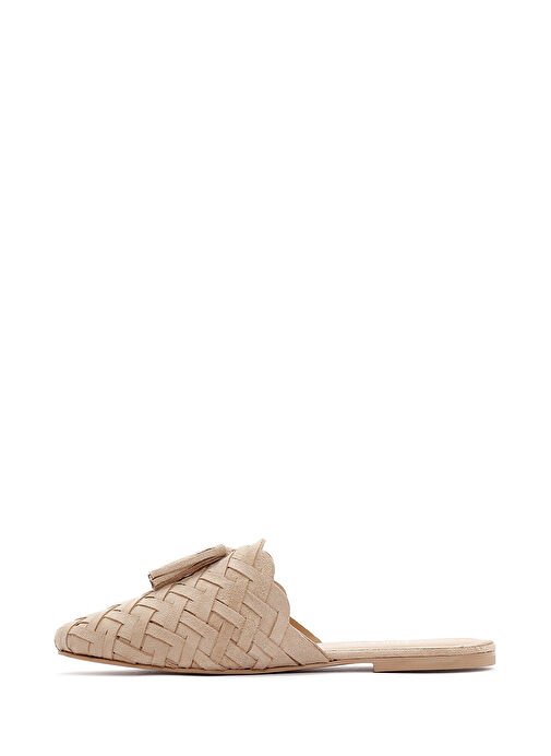 Kadın Bej Örgü Deri Terlik 25SFD290029 - Görsel 3