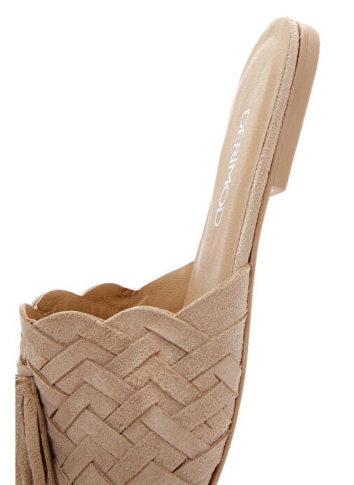 Kadın Bej Örgü Deri Terlik 25SFD290029 - Görsel 8