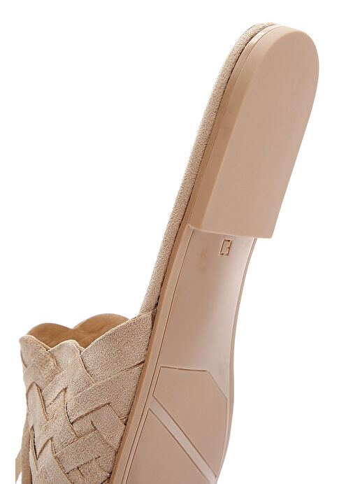 Kadın Bej Örgü Deri Terlik 25SFD290029 - Görsel 9