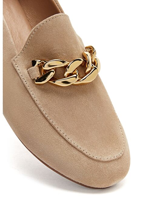 Kadın Bej Süet Deri Maskülen Loafer 25SFD290110 - Görsel 7