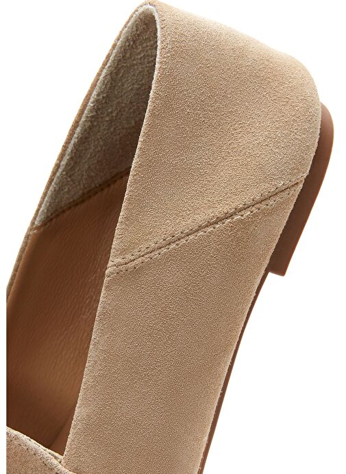 Kadın Bej Süet Deri Maskülen Loafer 25SFD290110 - Görsel 9