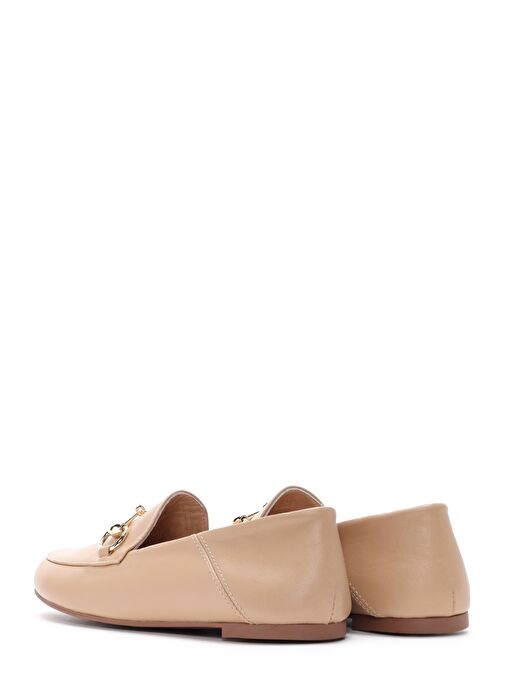 Kadın Bej Deri Maskülen Loafer 25SFD290218 - Görsel 6