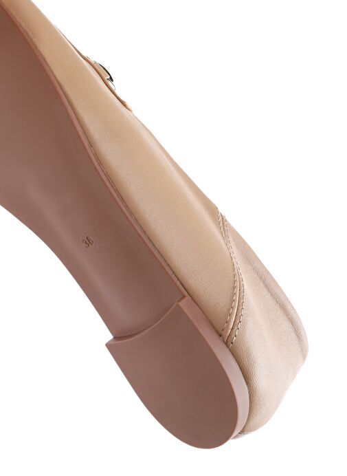 Kadın Bej Deri Maskülen Loafer 25SFD290218 - Görsel 8