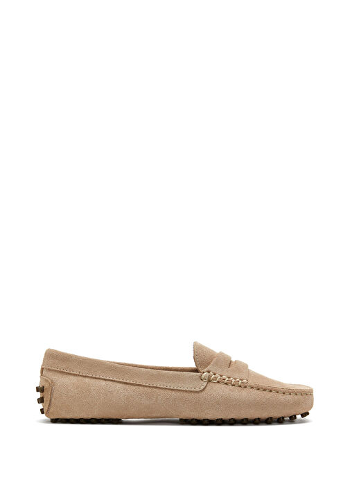 Kadın Bej Süet Deri Penny Loafer 25SFD290310 - Görsel 2