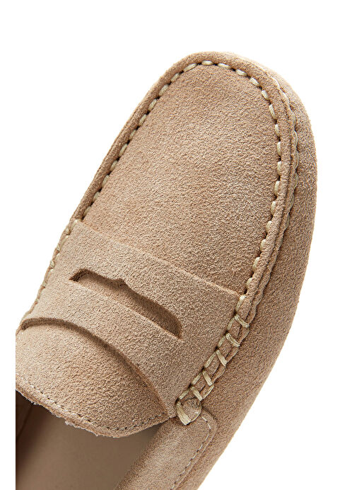 Kadın Bej Süet Deri Penny Loafer 25SFD290310 - Görsel 9
