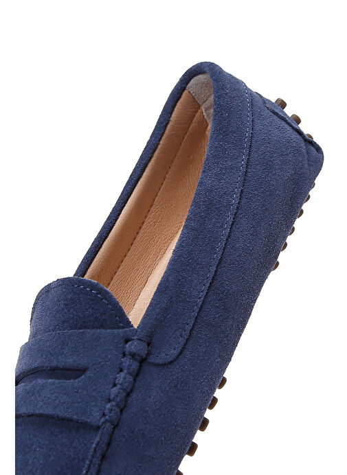 Kadın Lacivert Süet Deri Penny Loafer 25SFD290310 - Görsel 8