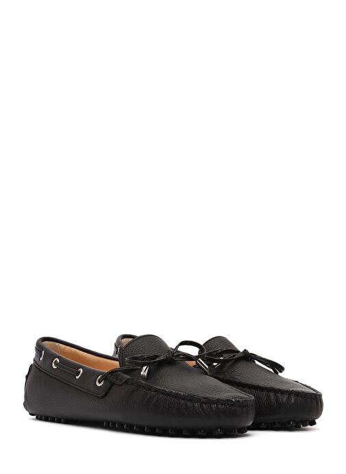 Kadın Siyah Fiyonklu Deri Loafer 25SFD2904FT - Görsel 4