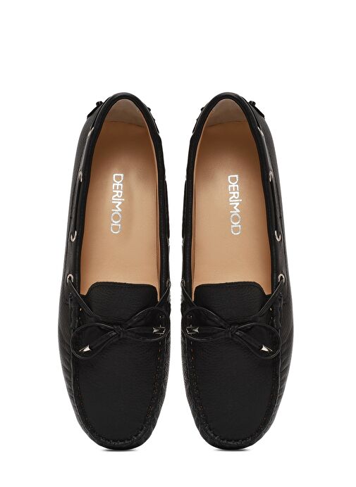 Kadın Siyah Fiyonklu Deri Loafer 25SFD2904FT - Görsel 8