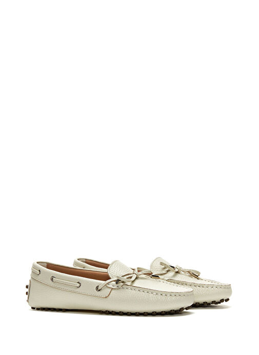 Kadın Krem Fiyonklu Deri Loafer 25SFD2904FT - Görsel 4