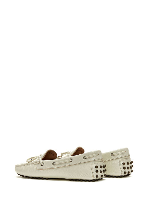 Kadın Krem Fiyonklu Deri Loafer 25SFD2904FT - Görsel 6