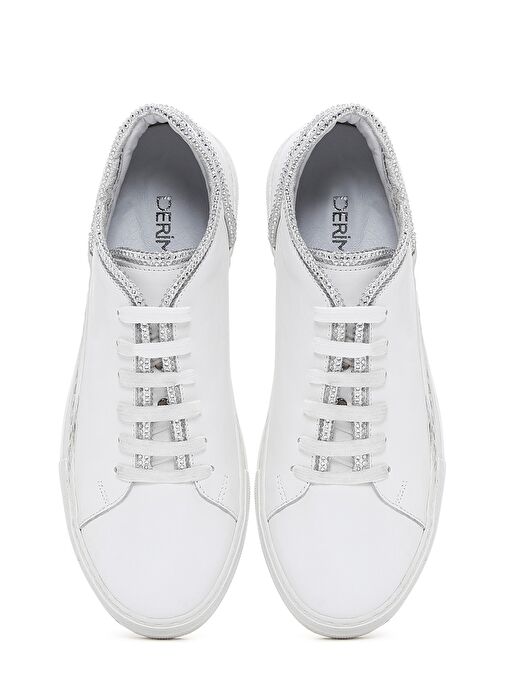 Derimod Derimod Kadın Beyaz Bağcıklı Taşlı Deri Sneaker 25SFD290618 Boyner'de! Beyaz - 7. görsel
