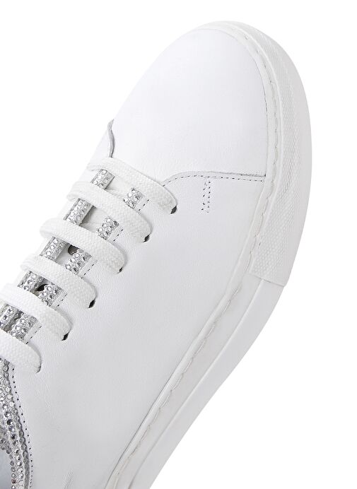 Derimod Derimod Kadın Beyaz Bağcıklı Taşlı Deri Sneaker 25SFD290618 Boyner'de! Beyaz - 8. görsel
