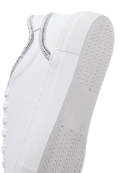 Derimod Derimod Kadın Beyaz Bağcıklı Taşlı Deri Sneaker 25SFD290618 Boyner'de! Beyaz - 9. görsel