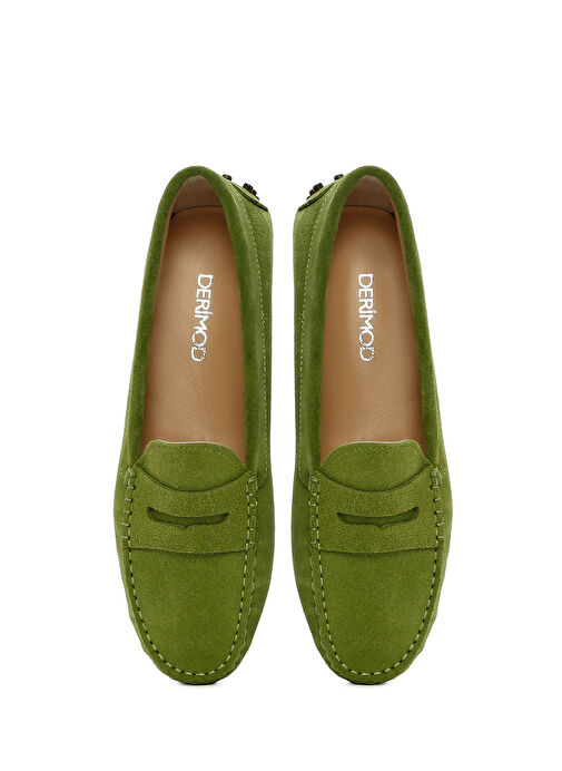 Kadın Yeşil Süet Deri Loafer 25SFD290310 - Görsel 8