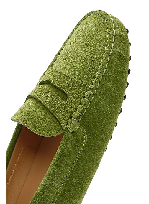 Kadın Yeşil Süet Deri Loafer 25SFD290310 - Görsel 9