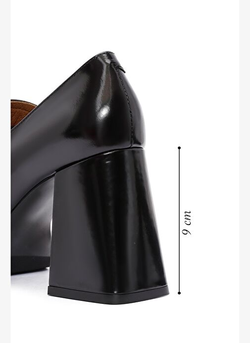 Kadın Siyah Kalın Topuklu Deri Loafer 24WFD132922 - Görsel 3