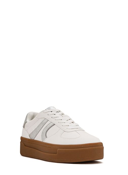 Kadın Beyaz Bağcıklı Kalın Tabanlı Sneaker 25SFD430714 - Görsel 7