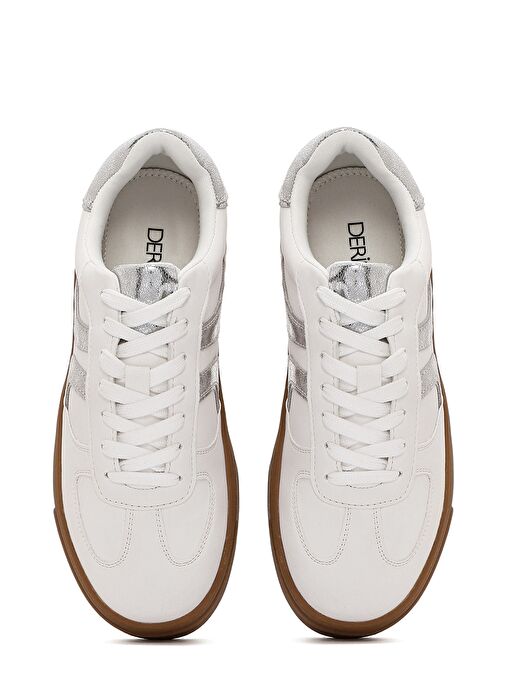 Kadın Beyaz Bağcıklı Kalın Tabanlı Sneaker 25SFD430714 - Görsel 8