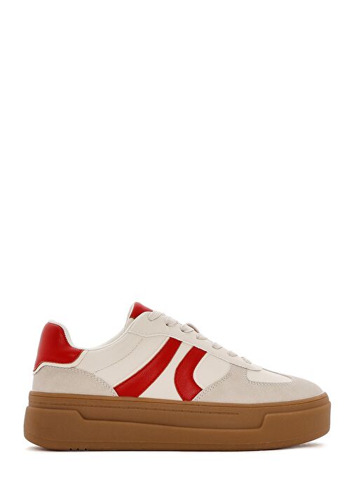 Kadın Bej Bağcıklı Kalın Tabanlı Sneaker 25SFD430714 - Görsel 2