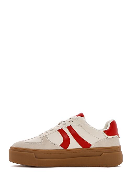 Kadın Bej Bağcıklı Kalın Tabanlı Sneaker 25SFD430714 - Görsel 3