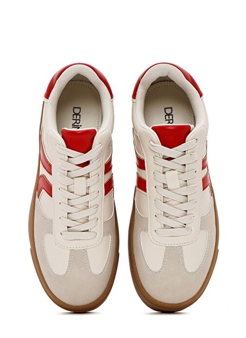 Kadın Bej Bağcıklı Kalın Tabanlı Sneaker 25SFD430714 - Görsel 8