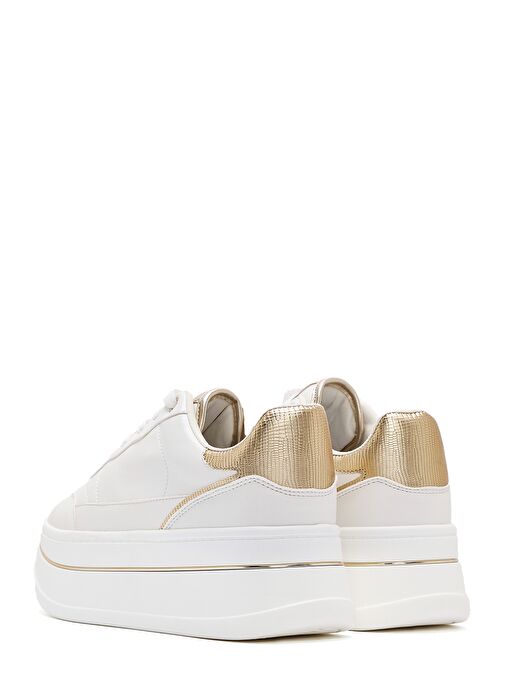 Kadın Beyaz Bağcıklı Kalın Tabanlı Sneaker 25SFD431018 - Görsel 6