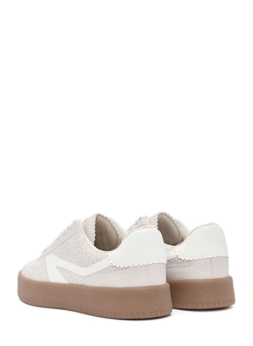 Kadın Bej Bağcıklı Kalın Tabanlı Sneaker 25SFD430514 - Görsel 6