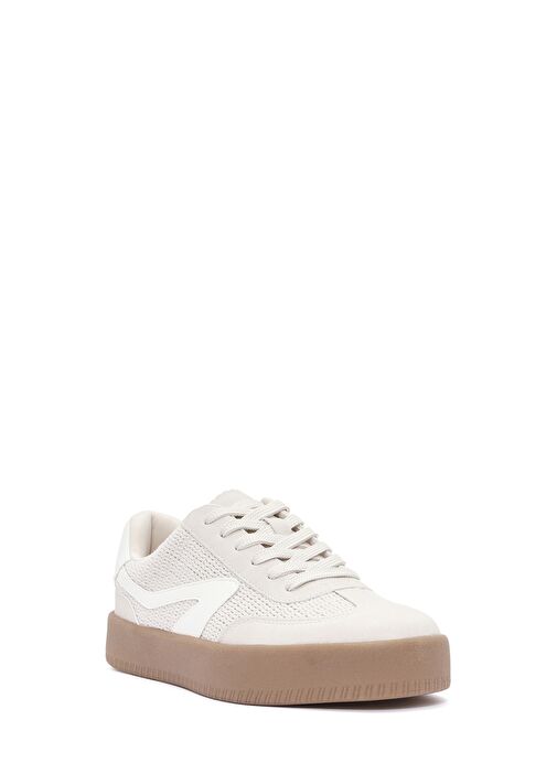 Kadın Bej Bağcıklı Kalın Tabanlı Sneaker 25SFD430514 - Görsel 7