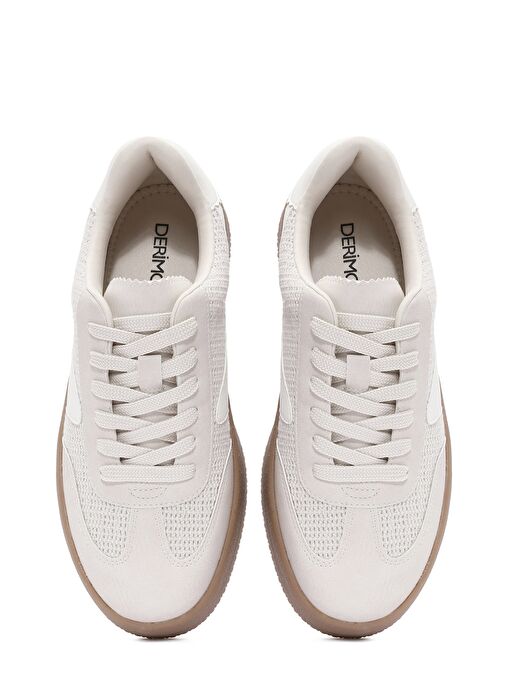 Kadın Bej Bağcıklı Kalın Tabanlı Sneaker 25SFD430514 - Görsel 8