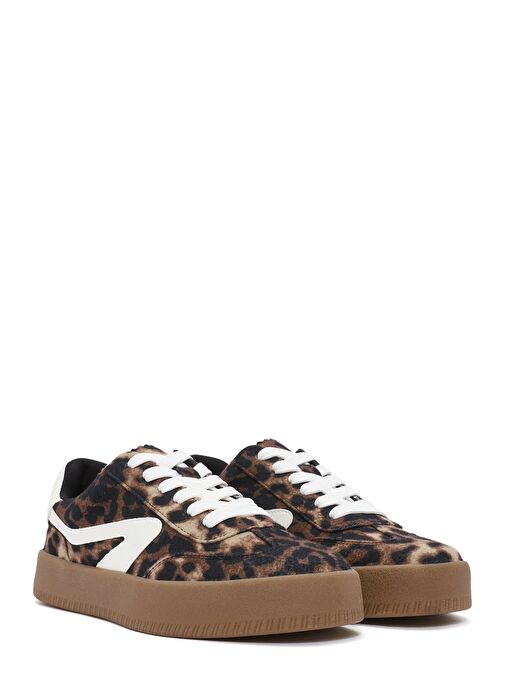 Derimod Derimod Kahverengi Kadın Leopar Bağcıklı Kalın Tabanlı Sneaker 25SFD430514 | Boyner Kahverengi - 4. görsel