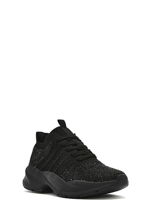 Derimod Zero Kadın Siyah Bağcıklı Taşlı Kumaş Sneaker 25SFD43156F - Görsel 7