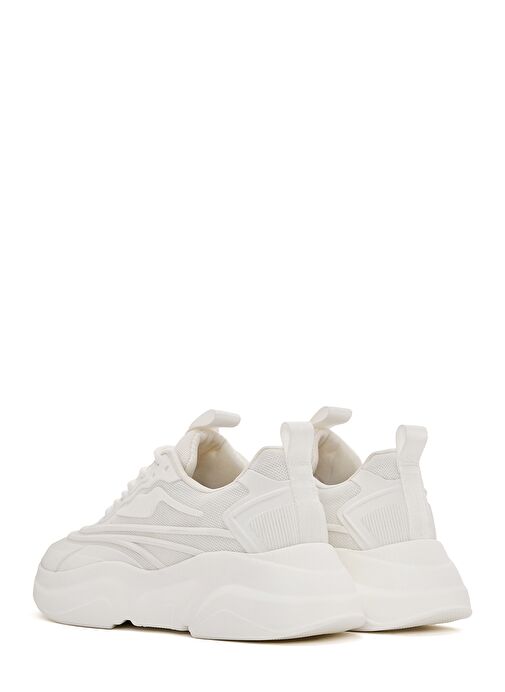 Kadın Beyaz Bağcıklı Kalın Tabanlı Sneaker 25SFD431114 - Görsel 6