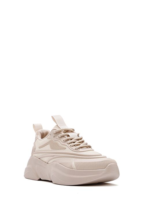 Kadın Bej Bağcıklı Kalın Tabanlı Sneaker 25SFD431114 - Görsel 7