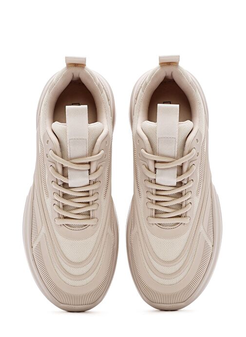 Kadın Bej Bağcıklı Kalın Tabanlı Sneaker 25SFD431114 - Görsel 8