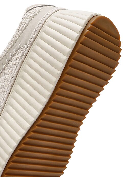 Kadın Bej Bağcıklı Kalın Tabanlı Örgülü Sneaker 25SFD430914 - Görsel 9