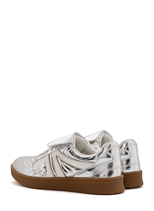 Kadın Gümüş Bağcıklı Metalik Sneaker 25SFD430632 - Görsel 6